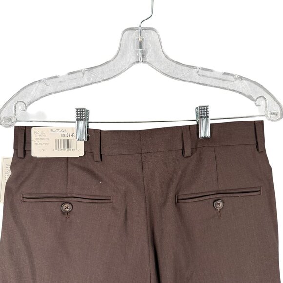 Paul Fredrick Mens Pants 31-R Brown  Worsted Wool Pants New Unhemmed - Picture 9 of 16